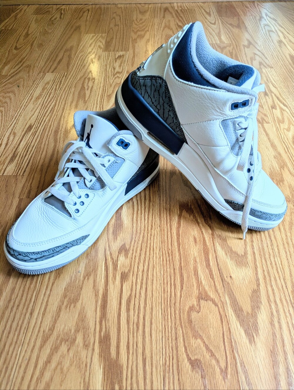 Nike Air Jordan 3 Retro Midnight Navy Shoes, Mens 9 Sneakers, Leather High Top